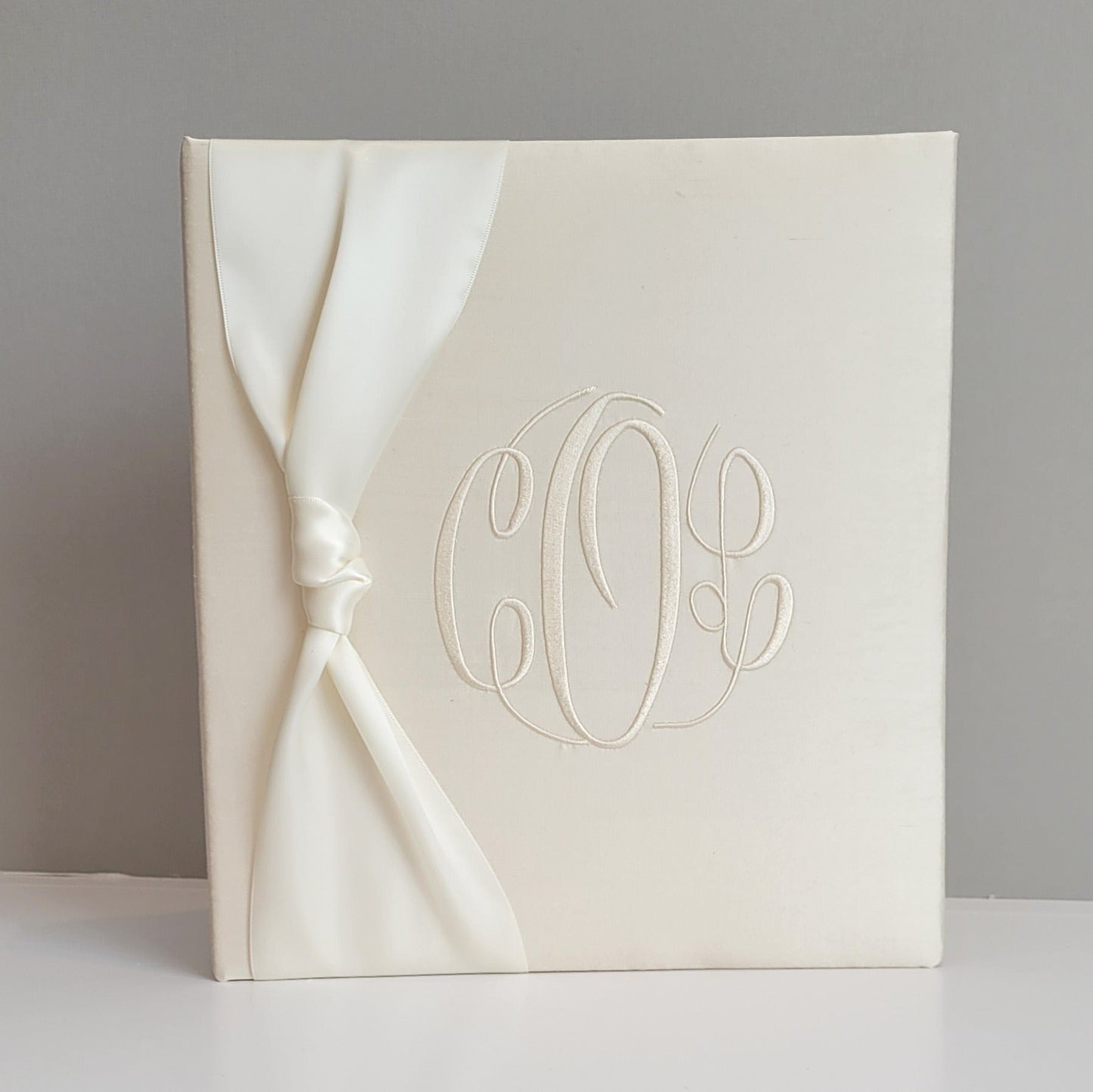 Baby Memory Book - Ecru Silk (w/ SATIN Bow)