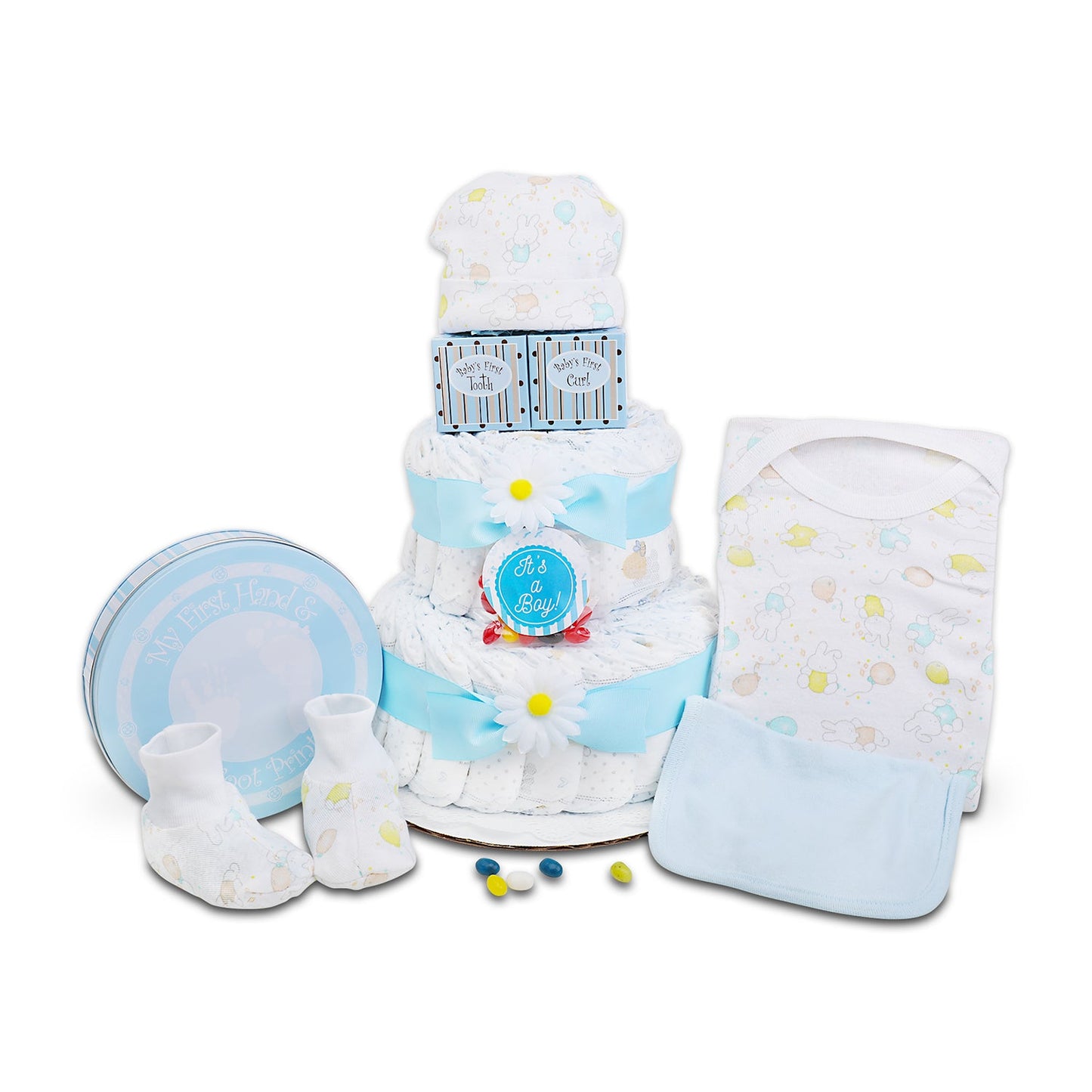 Blue Two- Tier Diaper Cake