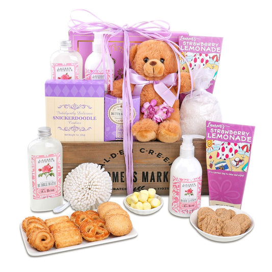 New Mom Pampered Rose Self Care Gift Basket
