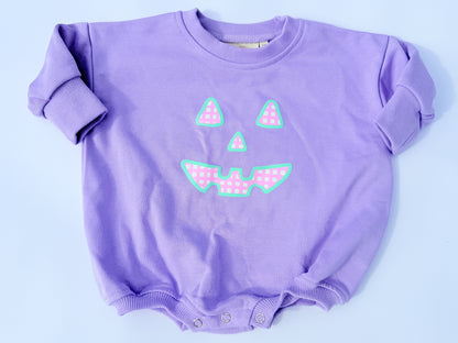 Pastel Gingham Jack-o-Lantern Crewneck Sweatshirt or Romper