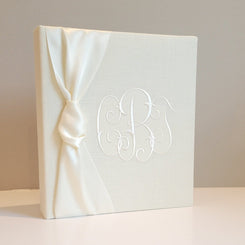 Baby Memory Book - Ivory Linen (w/ SATIN Bow)