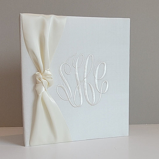 Baby Memory Book - Ivory Silk (w/ SATIN Bow)