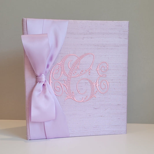 Baby Memory Book - Lavender Silk (w/ SATIN Bow)
