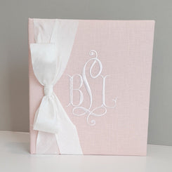 Baby Memory Book - Pink Linen (w/ SILK Bow)