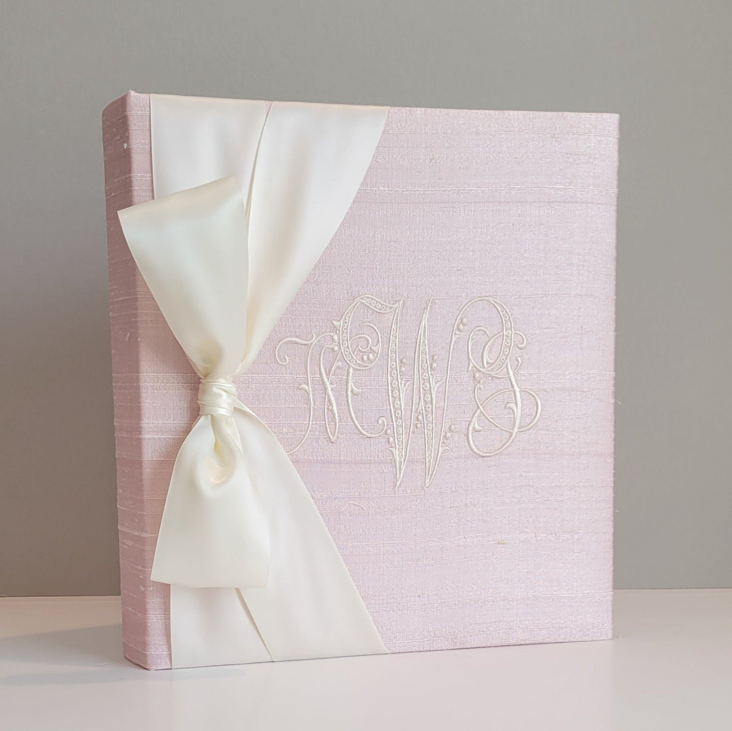 Baby Memory Book - Pink Silk (w/ SATIN Bow)
