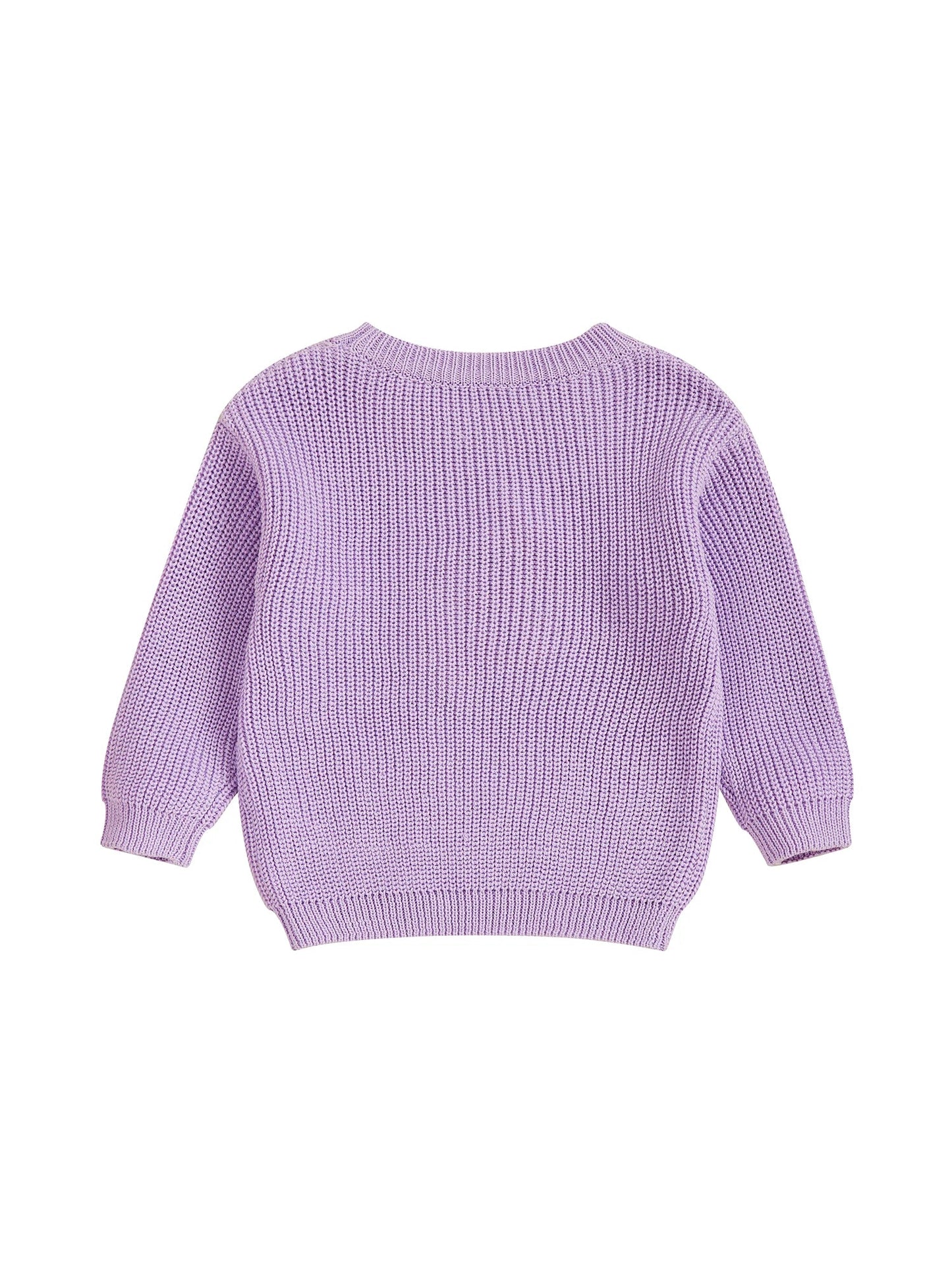 Baby Toddler Kids Girl Halloween Sweater Long Sleeve Round Neck Ghost Flower Embroidery Knit Pullover Top