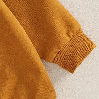 “Homemade Rolls” Baby Fall Outfit – Long Sleeve Embroidered Top + Pants Set