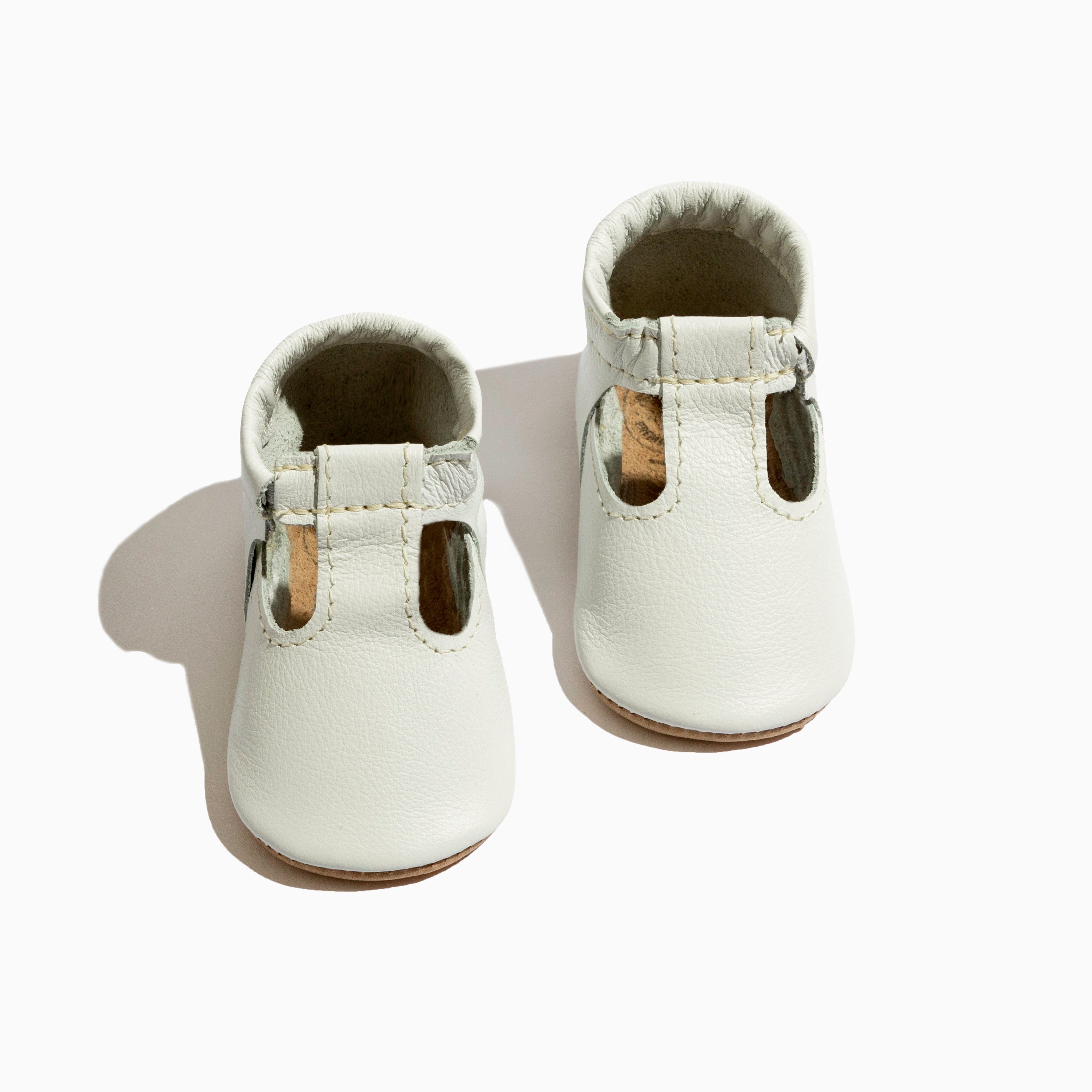 Toasted Bright White T-Bar Baby Shoe – Mark the Milestones