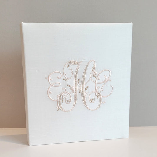 Baby Memory Book - White Silk (w/o Bow)