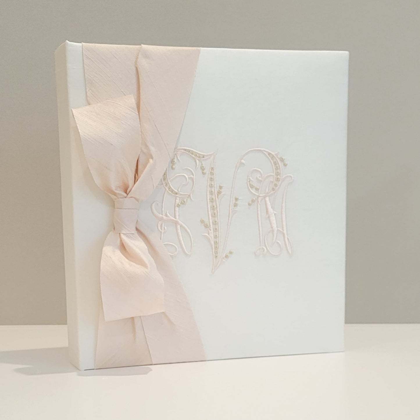 Baby Memory Book - White Silk (w/ SILK Bow)