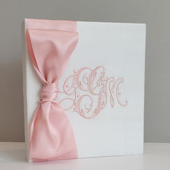 Baby Memory Book - White Silk (w/ SATIN Bow)