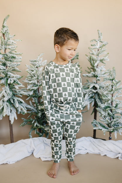 Checkered Christmas Trees Organic Cotton Set
