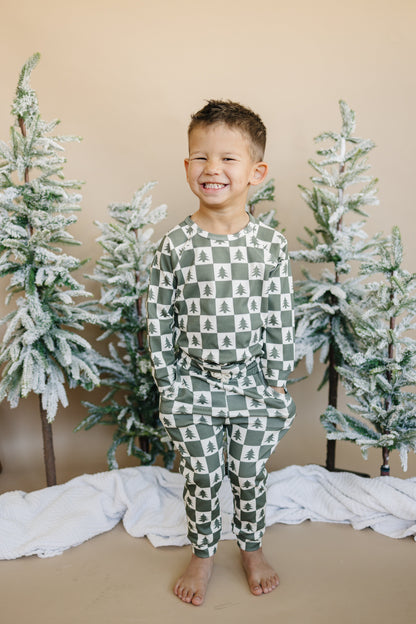 Checkered Christmas Trees Organic Cotton Set