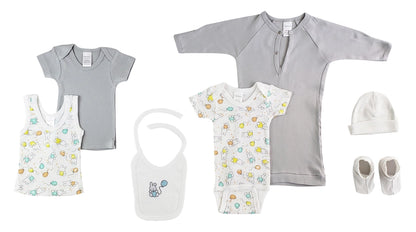 Gender Neutral Baby Gift | 7-Piece Grey Set with Bunny