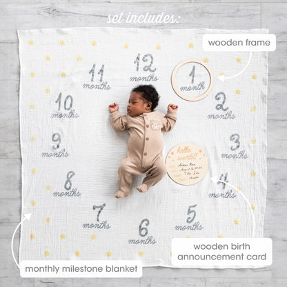 Premium Baby Boy Gift Basket – Newborn Layette Set with Onesies, Bibs, Memory Book, Milestone Blanket, Robe, & Plush Elephant