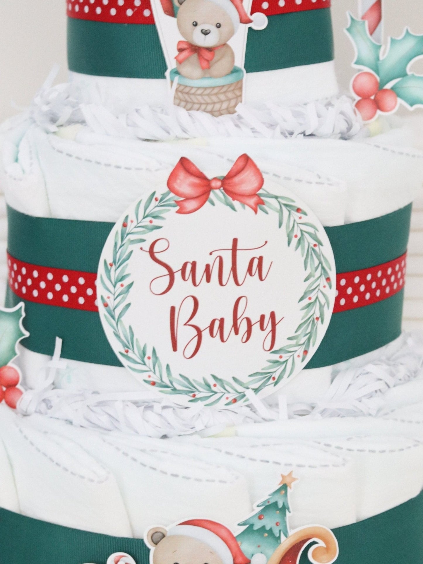 Christmas Bear Diaper Cake