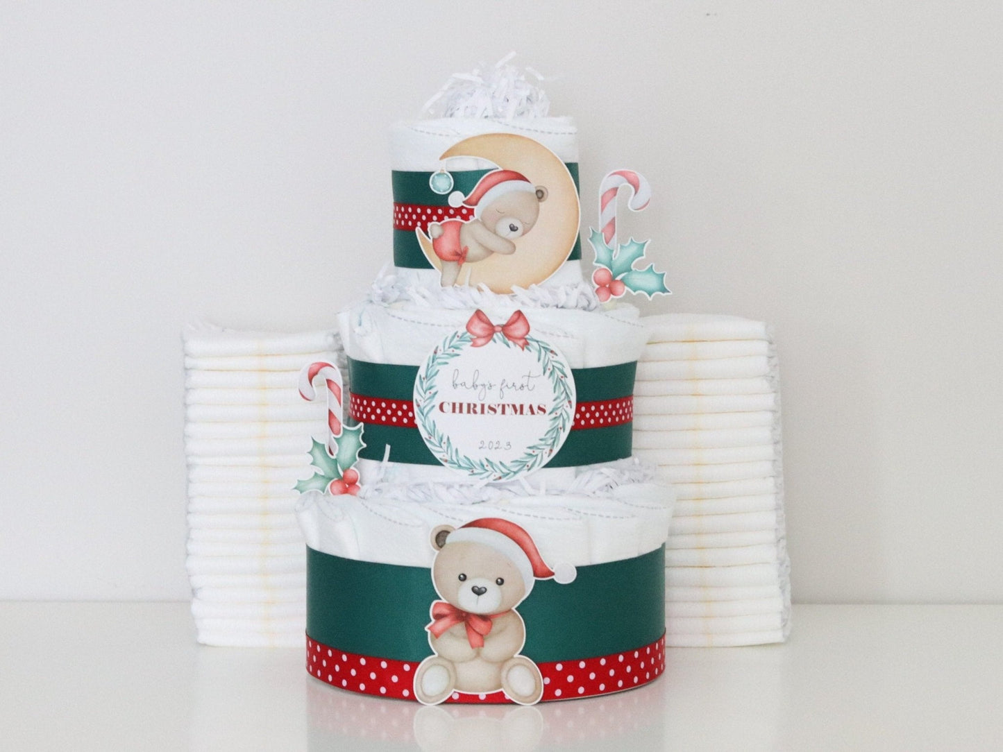 Christmas Bear Diaper Cake