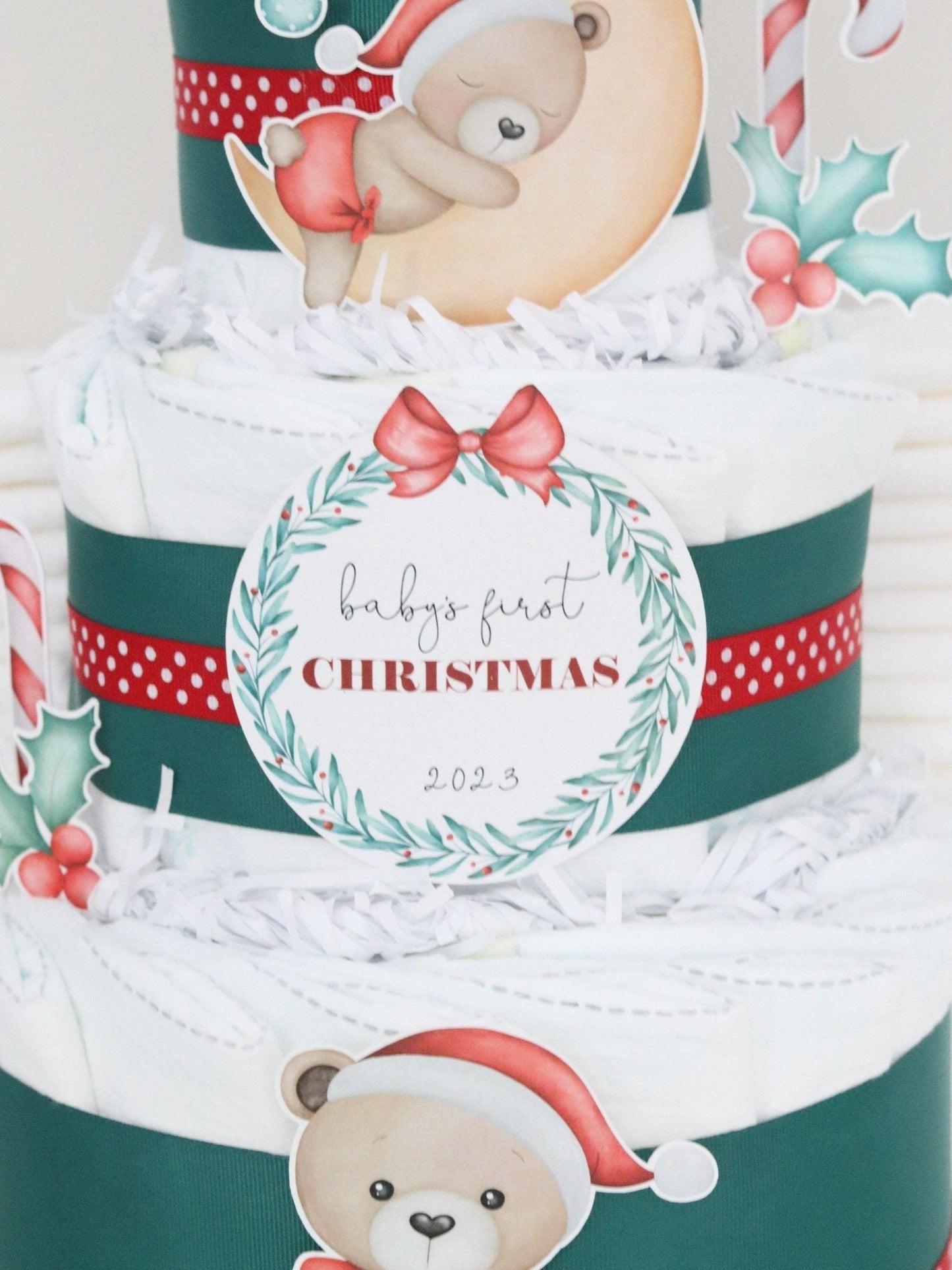 Christmas Bear Diaper Cake