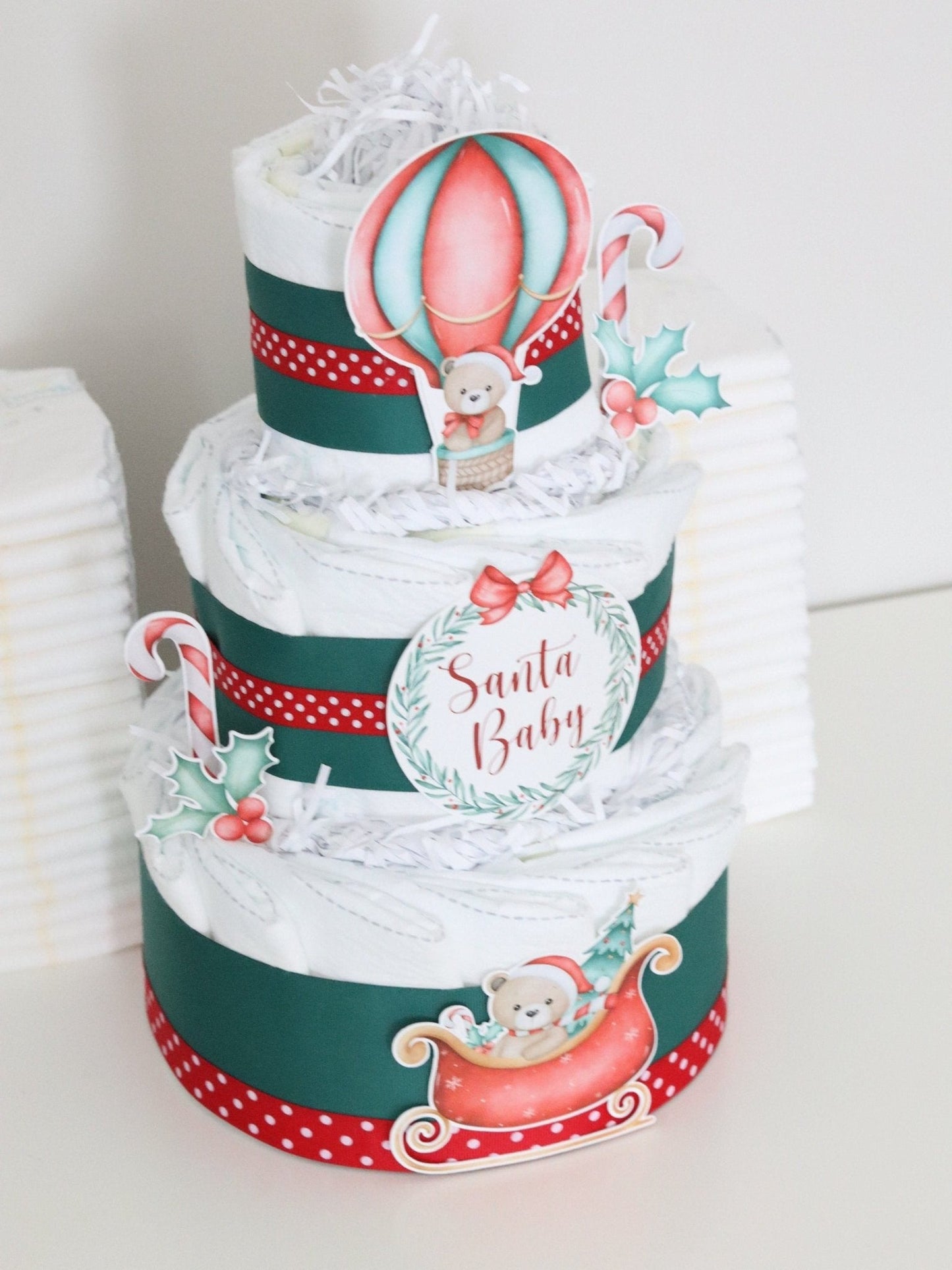 Christmas Bear Diaper Cake