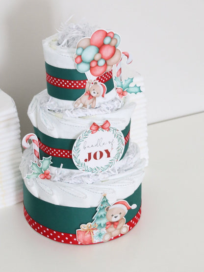 Christmas Bear Diaper Cake