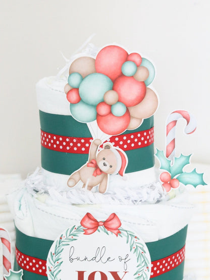 Christmas Bear Diaper Cake
