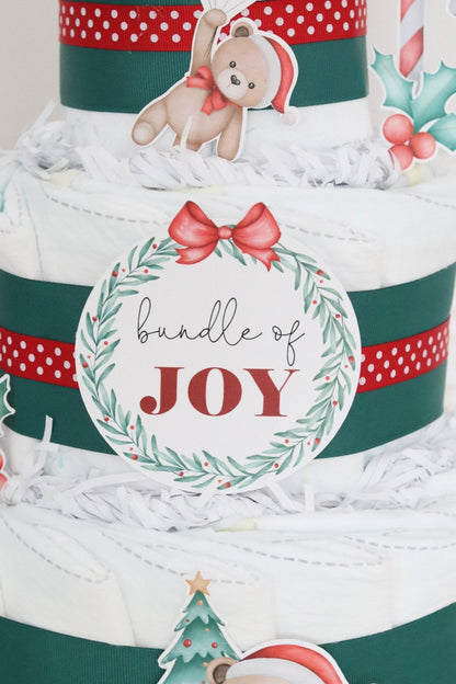 Christmas Bear Diaper Cake