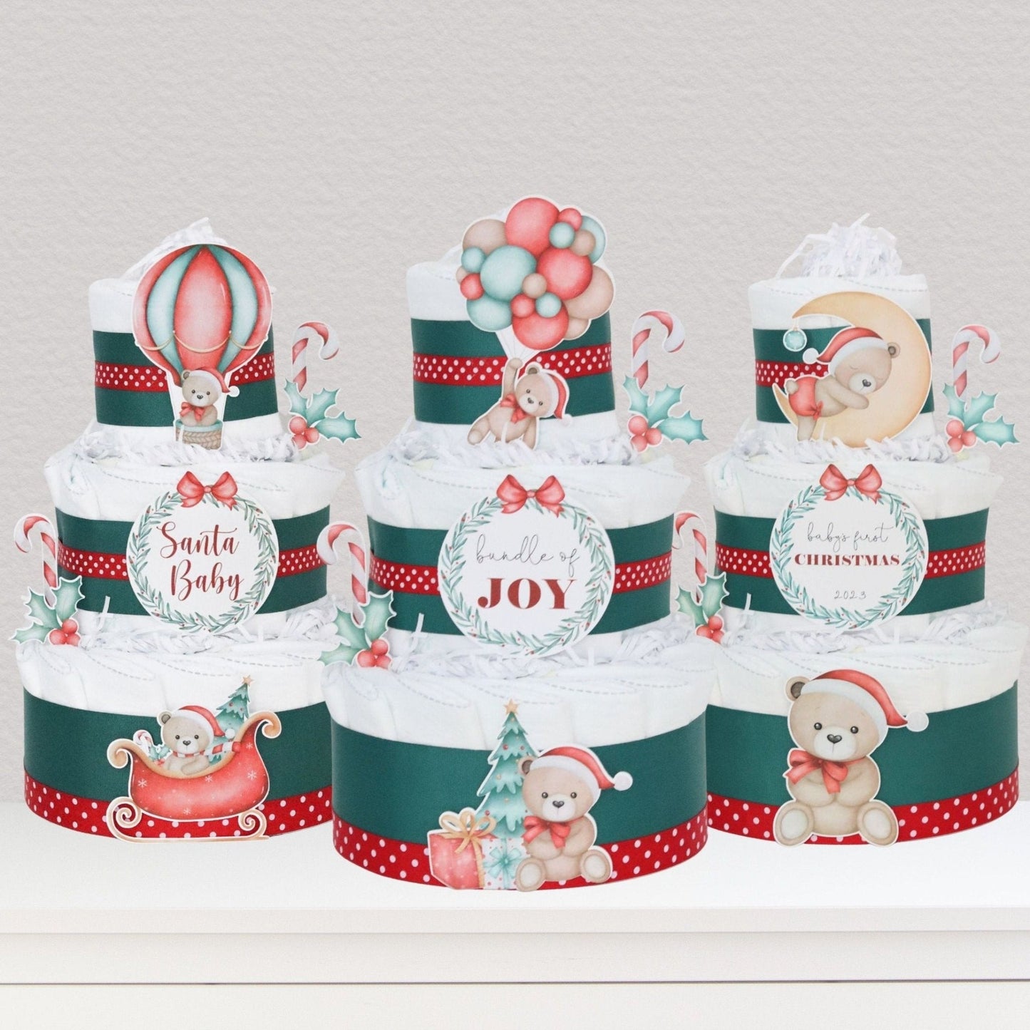 Christmas Bear Diaper Cake