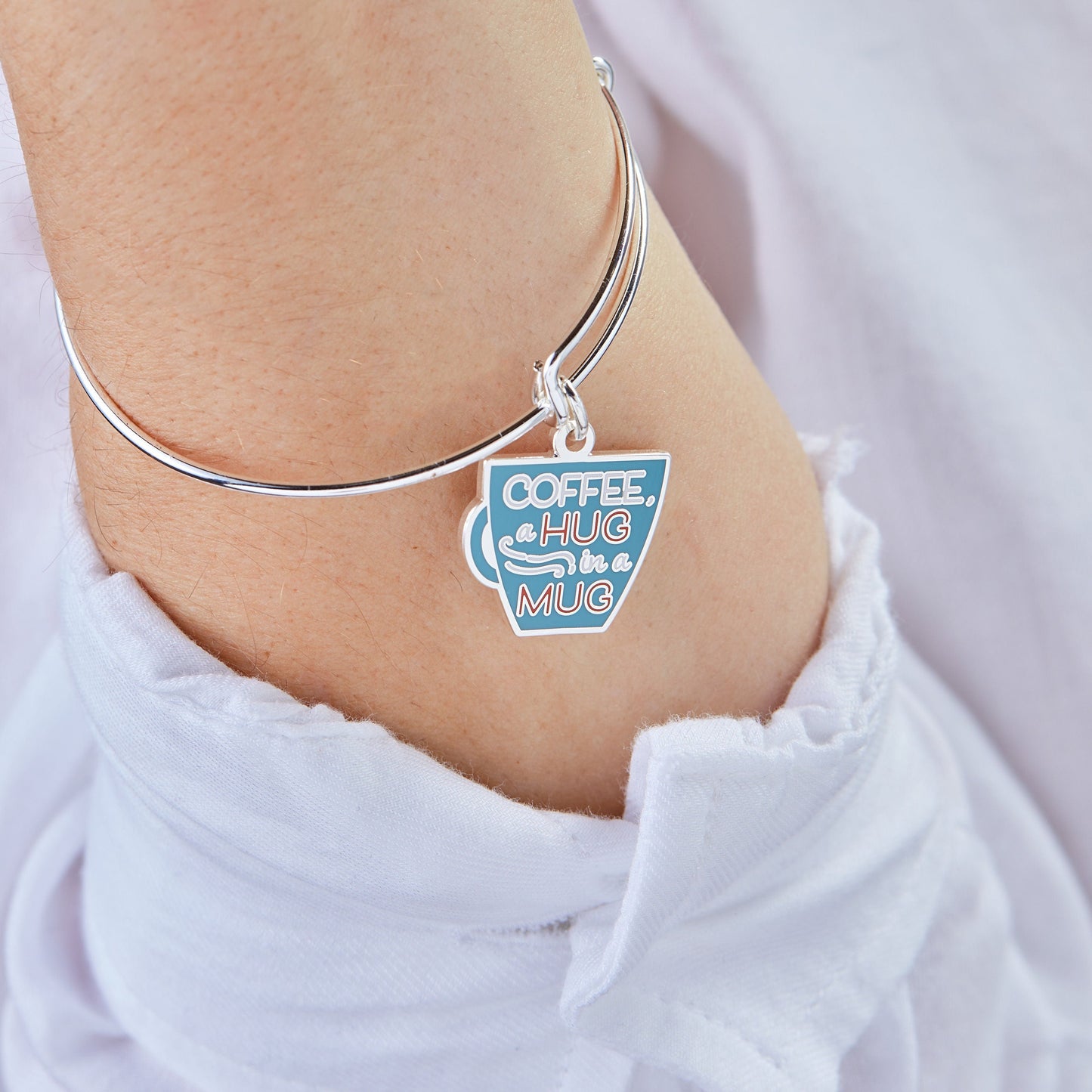 'A Hug In A Mug' Coffee Charm Bangle