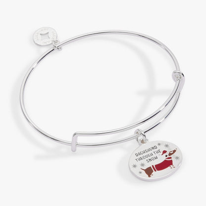 'Dachsund Through The Snow' Dog Charm Bangle
