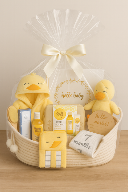Ducky Gender Neutral Bathtime Baby Gift Basket – Newborn Essentials