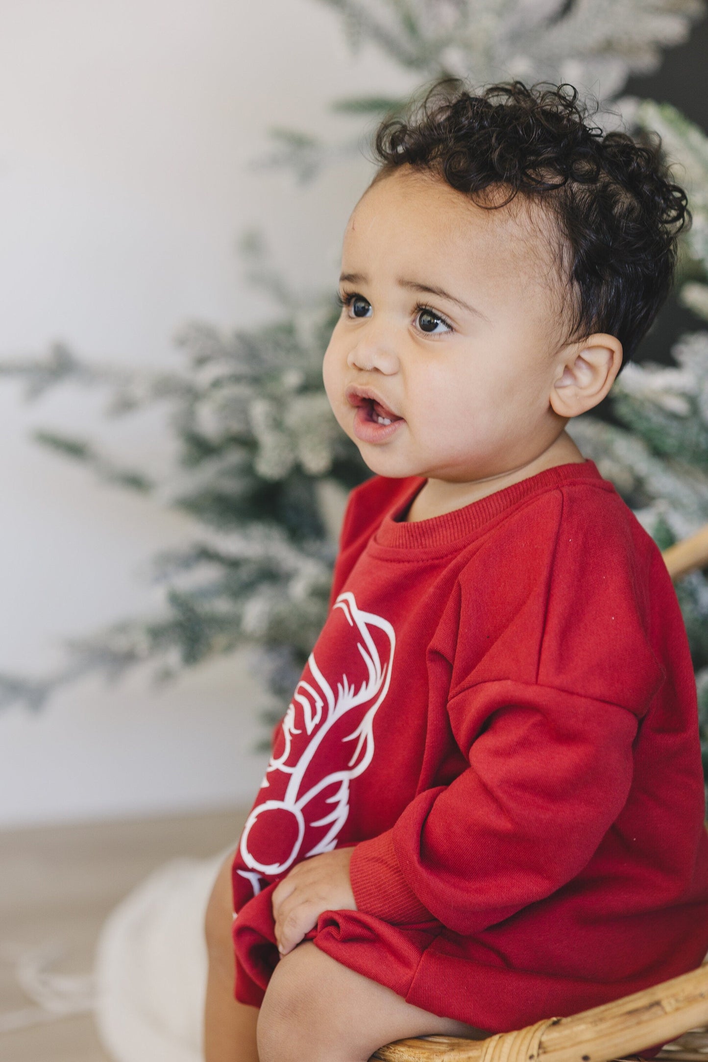 Vintage Santa Graphic Sweatshirt Romper - Red