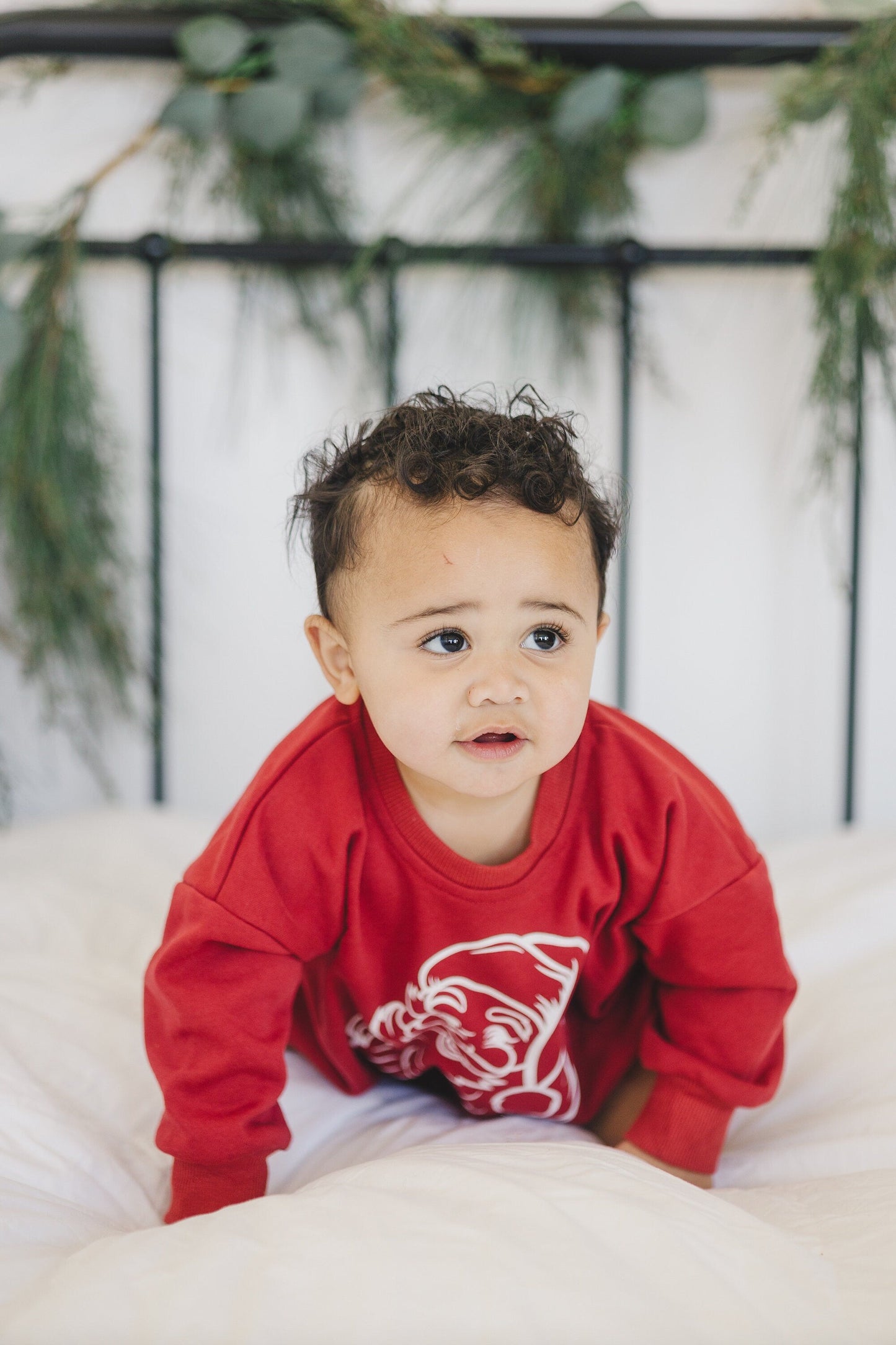 Vintage Santa Graphic Sweatshirt Romper - Red