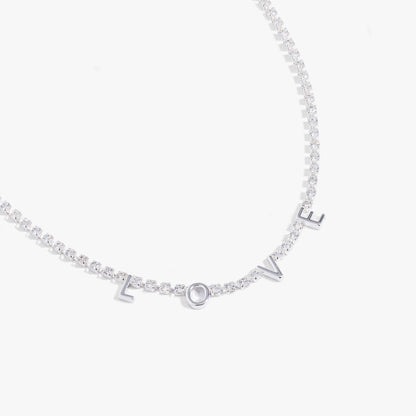 "Love" Crystal Tennis Necklace