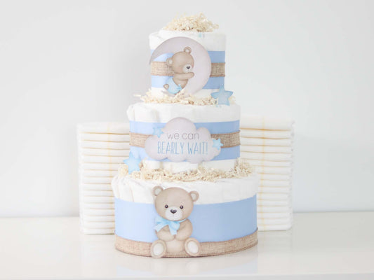 Teddy Bear Diaper Cake Collection - Blue